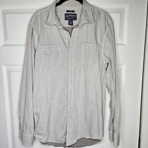 American Rag Gray Casual Button Down Long Sleeve Shirt Size M